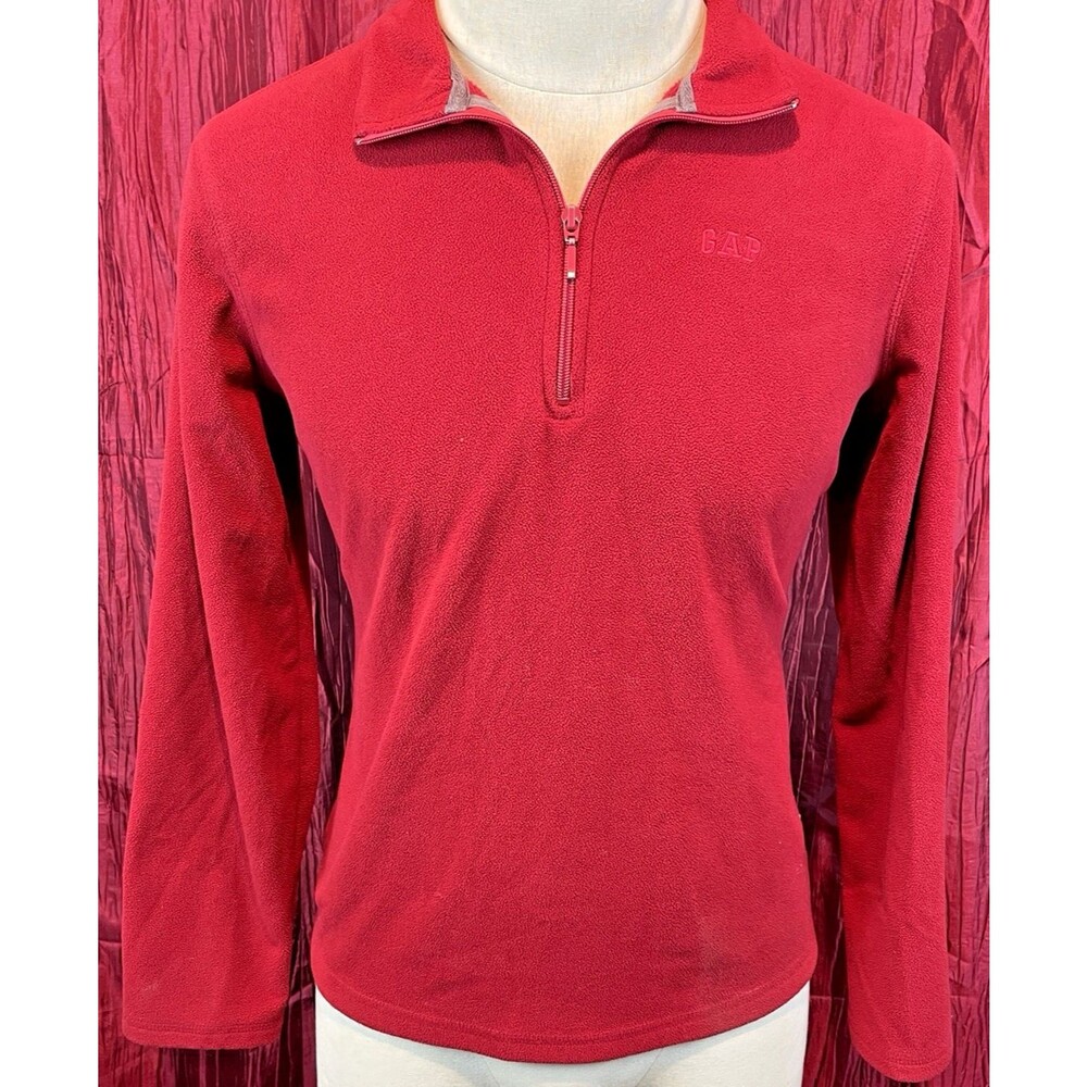 Womens Vtg Gap Burgundy  Fleece 1/4 Zip Pullover Jacket Sweatshirt sz Lg